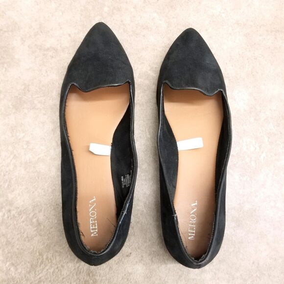 Merona Womens Size 7.5 Black Slip On Loafer Pointed Toe Flats - Picture 7 of 11